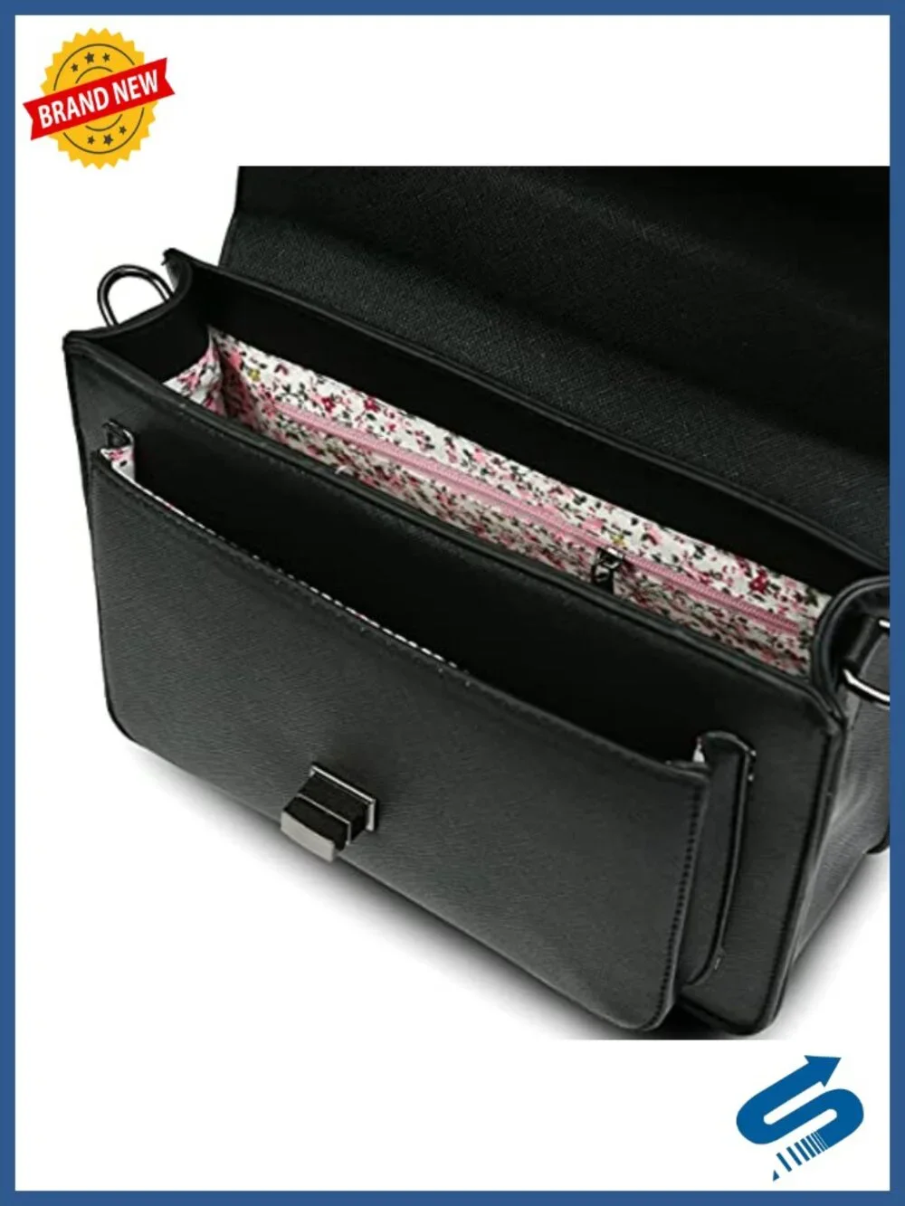 Medium Satchel Handbag - Premium Microfibre Leather, Dual-Buckle Closure,